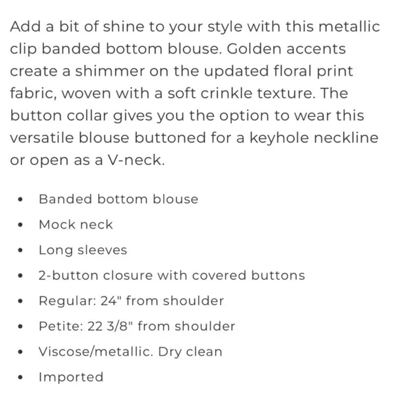 White House Black Market long sleeve top with gold accents size 4 - Picture 14 of 14